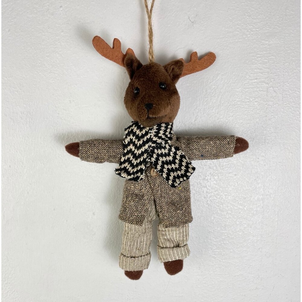 Christmas Ornament Moose in Clothes Suit Fabric Cute Plush Holiday Decoration